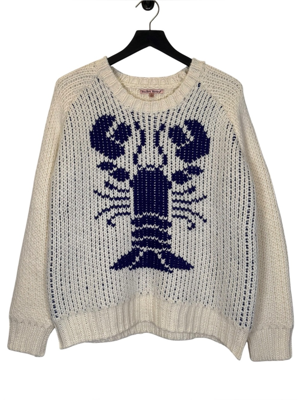 Bailey Rose Size S Chunky Blue Lobster Oversized Sweater - Picture 2 of 7